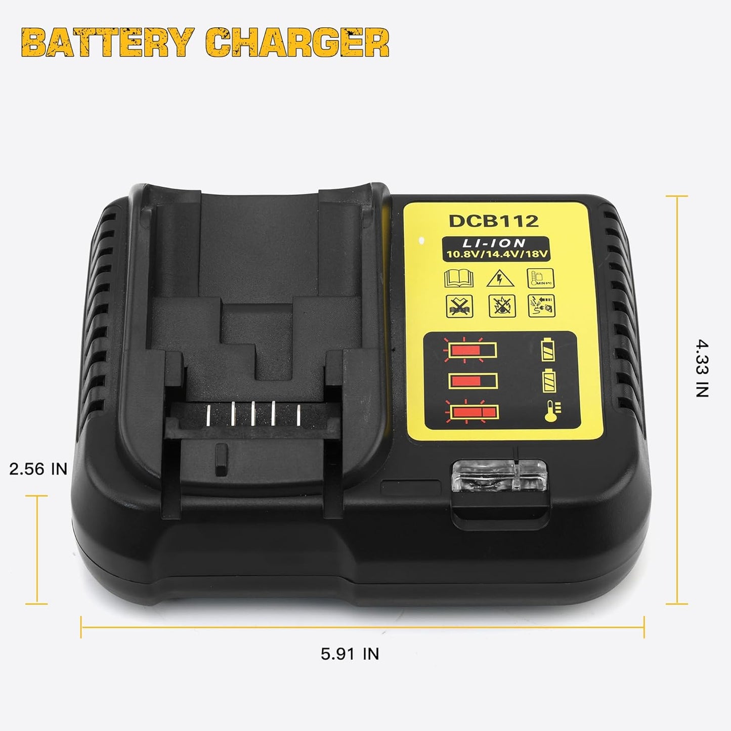 20V 5 AH Battery Lithium - ion with Charger Compatible with Dewalt (2 Packs Orange)
