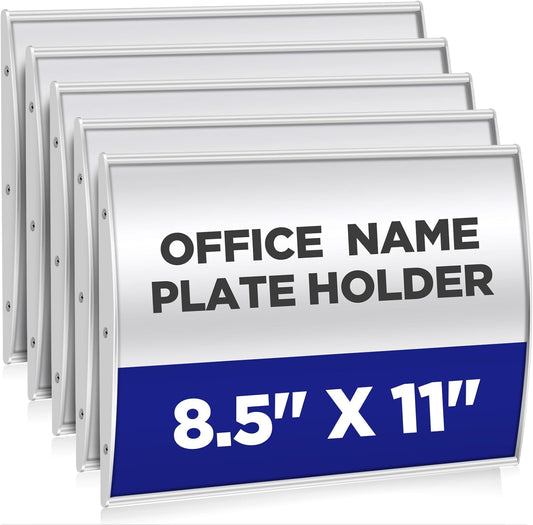 Curved Office Business Door Sign Display, 5 Pack, Aluminum Wall Mount Name Plate Frame Display