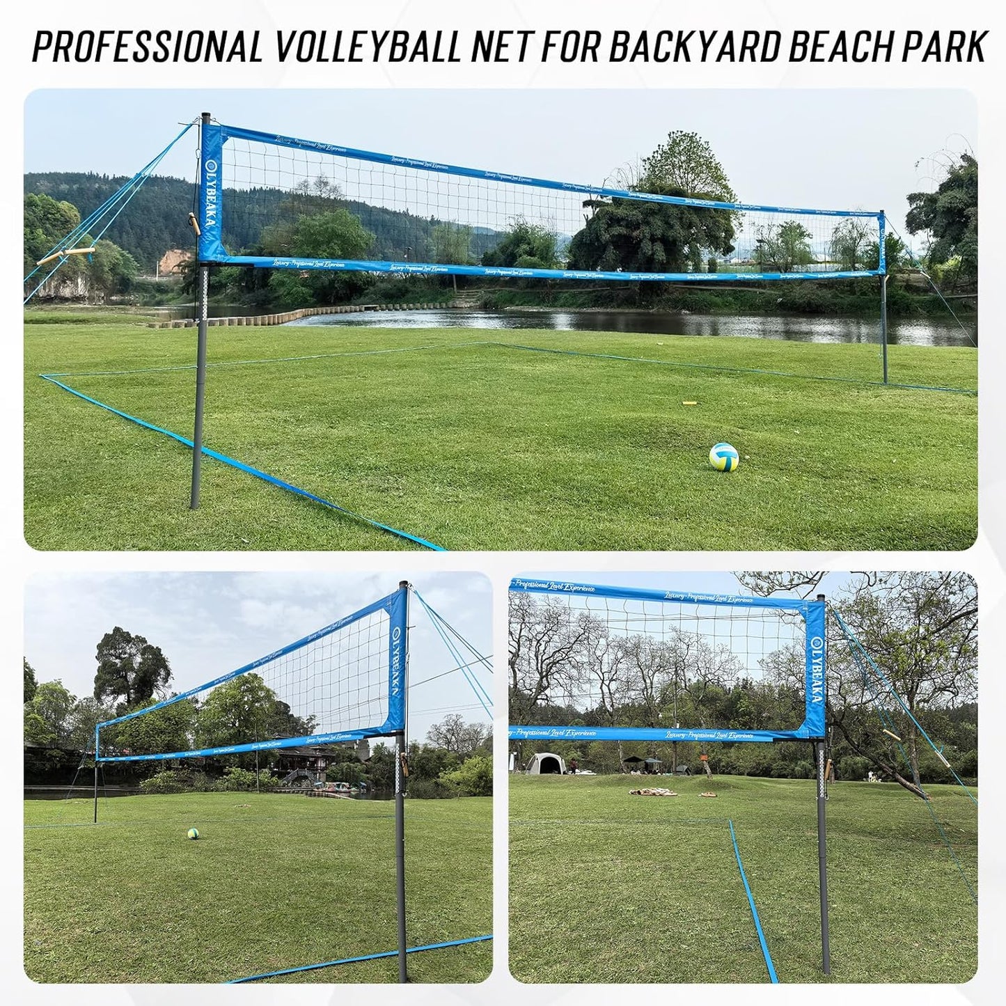 High Quality, Professional Volleyball Net Set System for Backyard Beach with Polyester Fabric Net