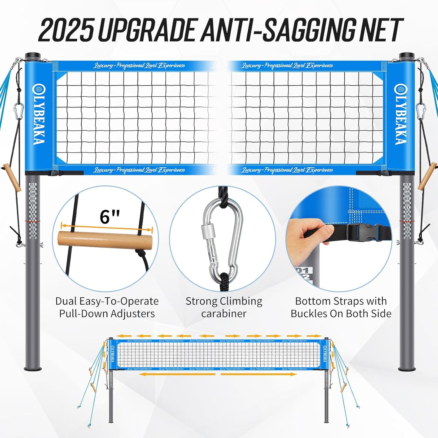 High Quality, Professional Volleyball Net Set System for Backyard Beach with Polyester Fabric Net