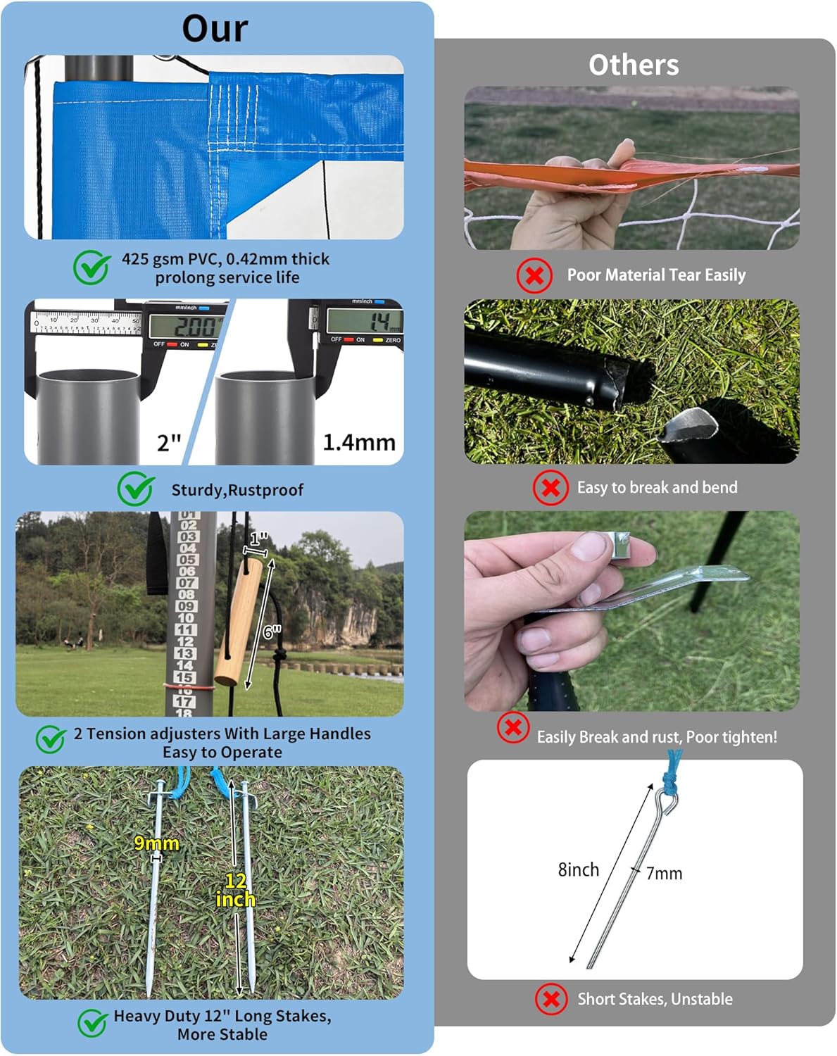 High Quality, Professional Volleyball Net Set System for Backyard Beach with Polyester Fabric Net