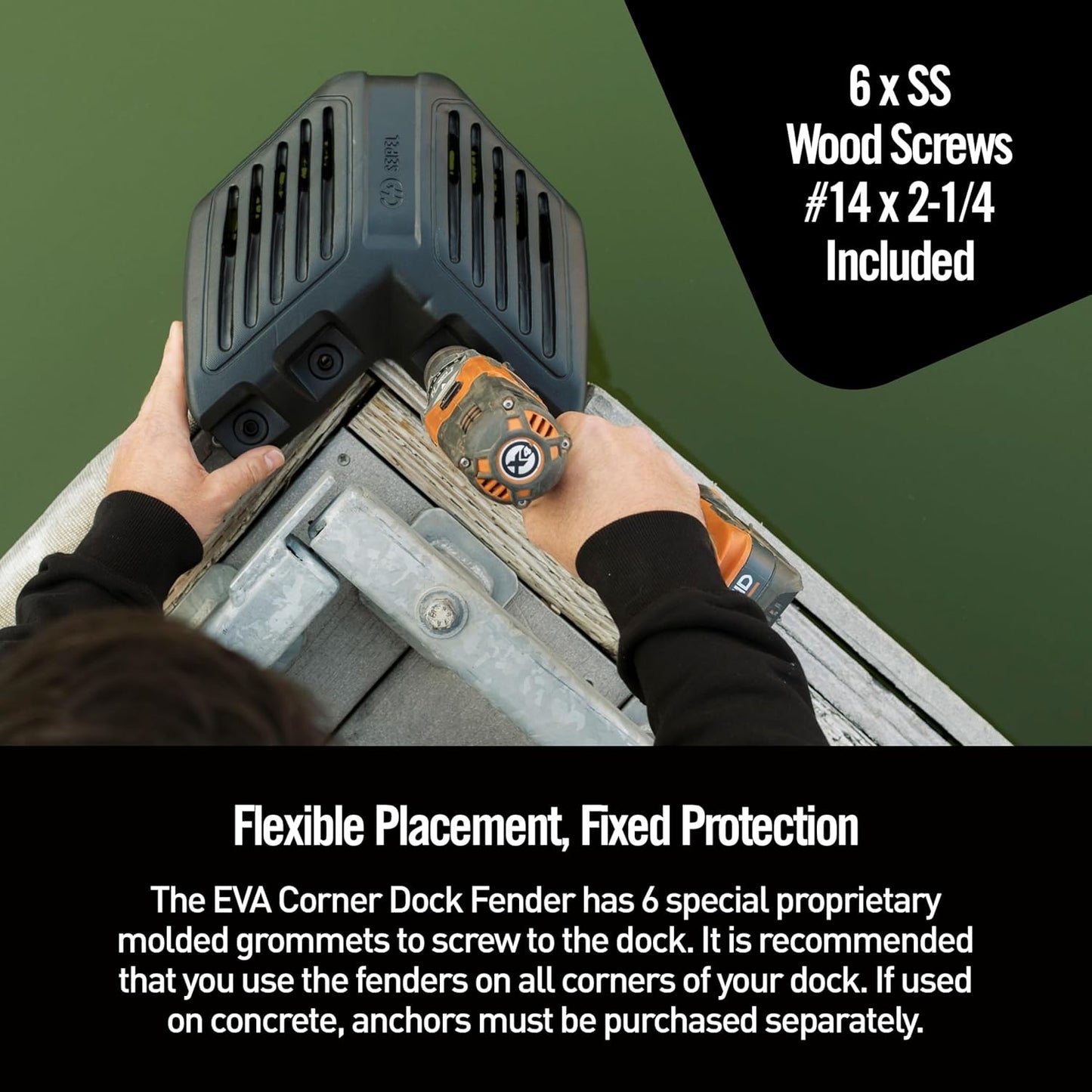 EVA Permanent Corner Dock Fender, UV Resistant, High-Density Molded Foam Dock Boat Fender