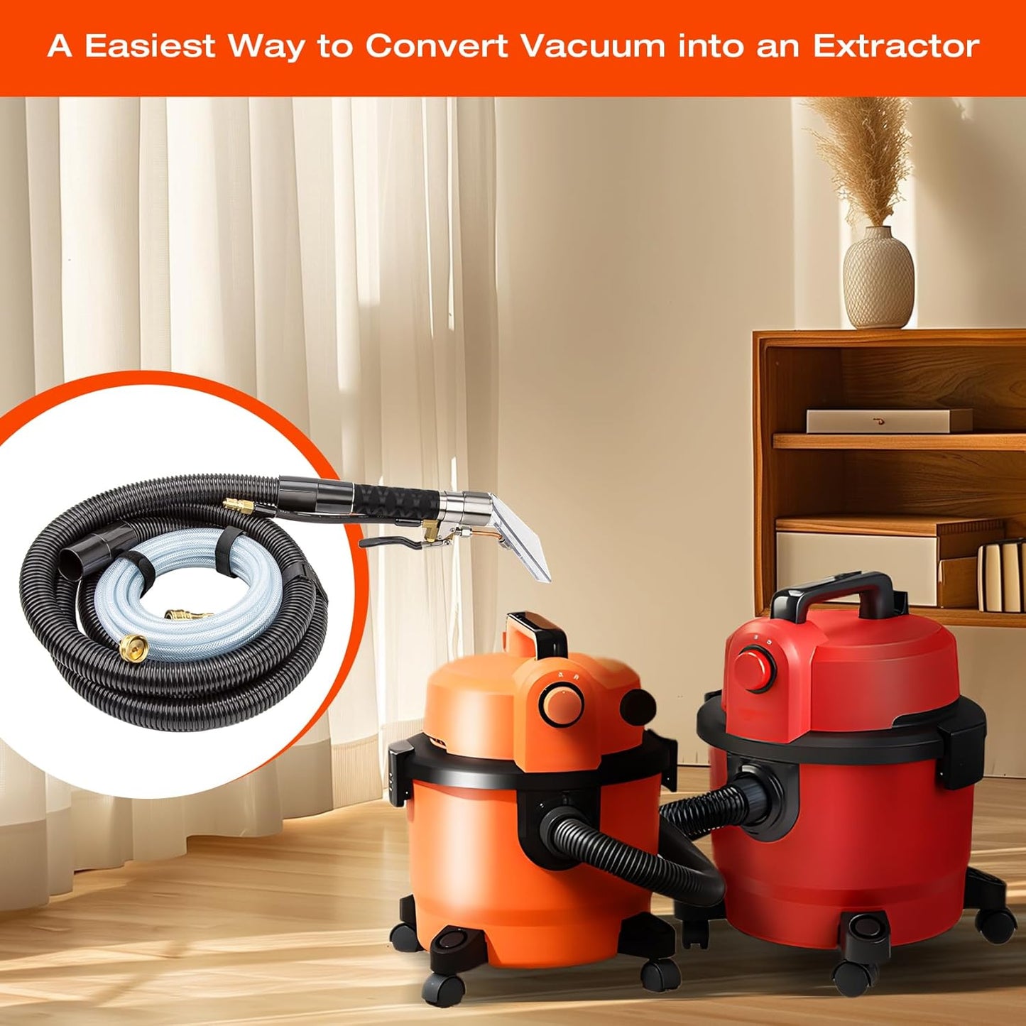 Extractor Hose Kit for ShopVac, with Attachments, Transforms Vacuum into a Professional-grade Extractor