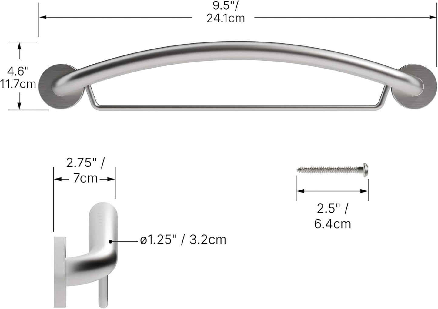 Black 24' Towel Bar Grab Bar Combo, Plus Towel Bar by HEALTHCRAFT, ADA Compliant, Decorative