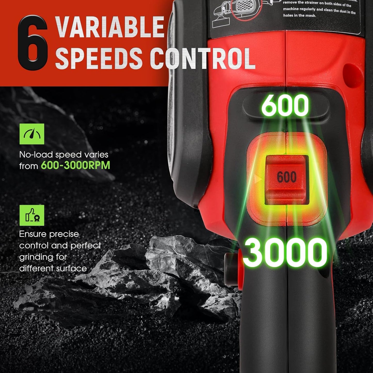 Concrete Grinder Set, 7 Inch, Concrete Surface Planer with Dust Extraction Shroud 1580W 3000RPM Angle Grinder