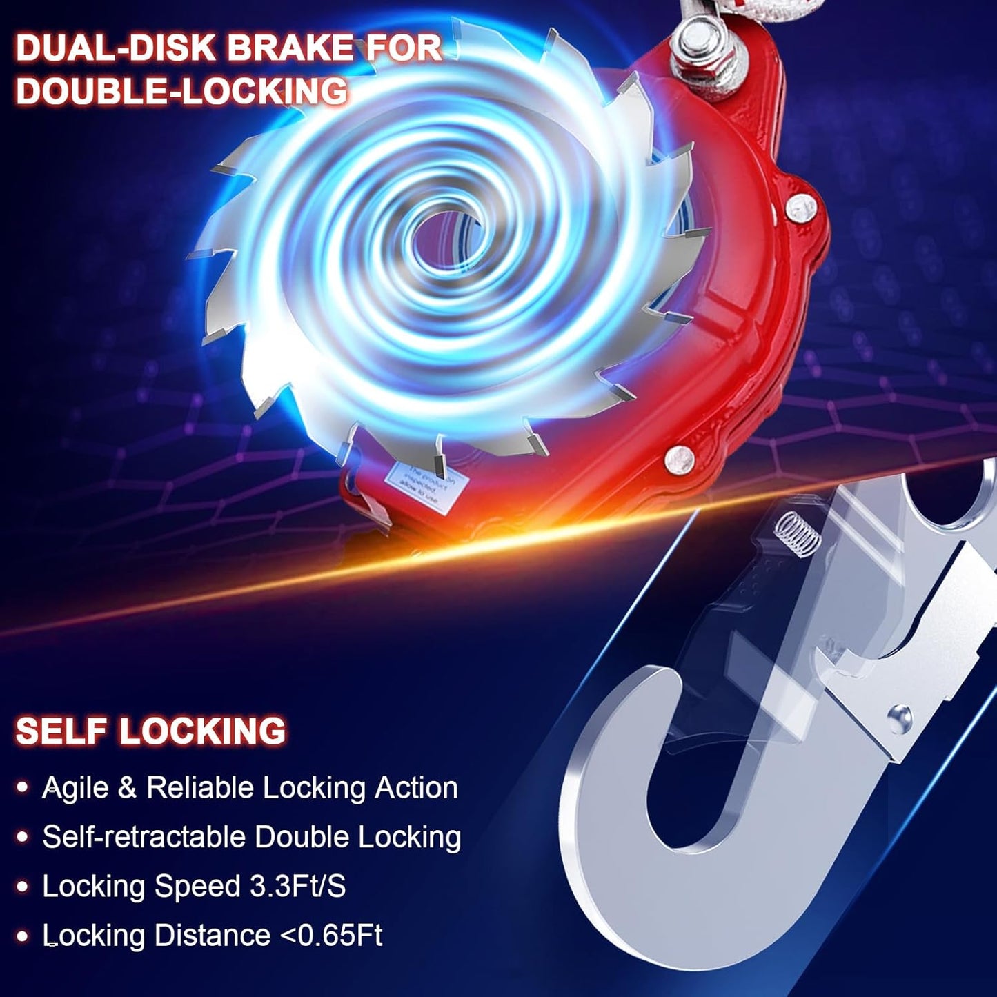 Self Retractable Fall Arrester 17FT UPGRADED Double Locking Falling Protector Gear