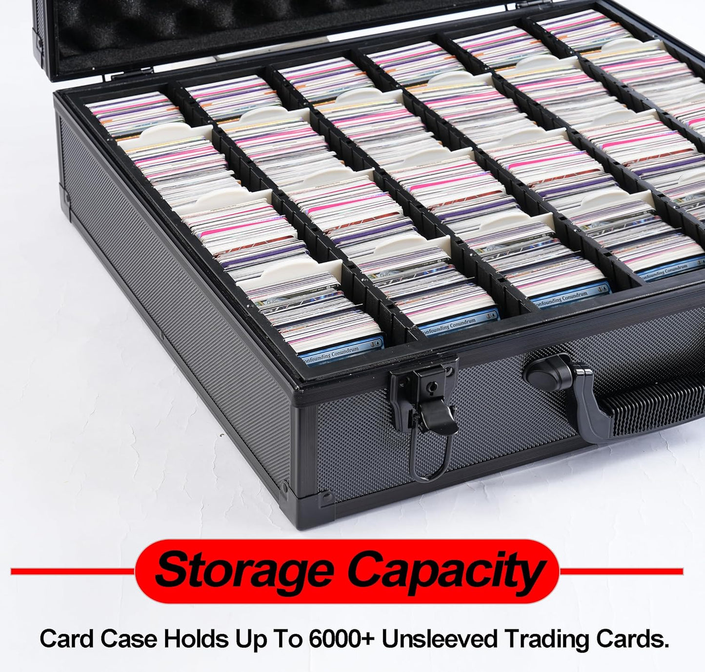 Trading and Gaming Card Storage Box with Dividers, Baseball Card Storage Box Holds 6000+ Trading Cards