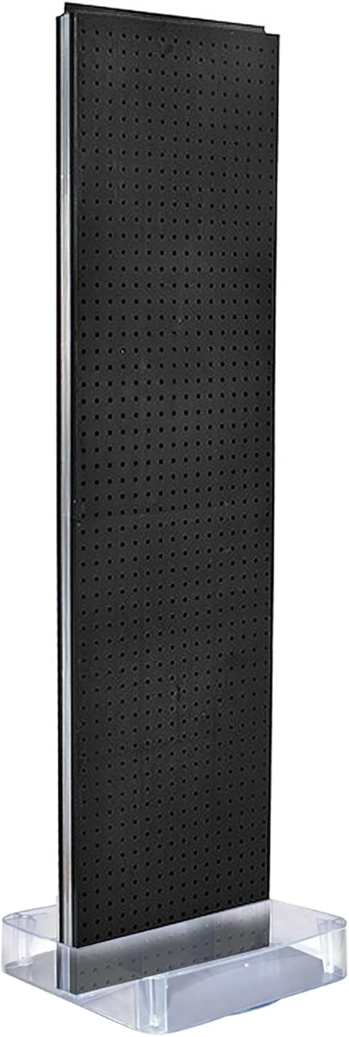 Black 2-sided Pegboard Display, Non-Revolving, round, studio Base Panel Size:16'W X 60'