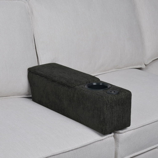 Multifunctional Sofa Armrest Couch Caddy Wireless Charging Stand with Phone Holder, Removable Organizer, Midnight