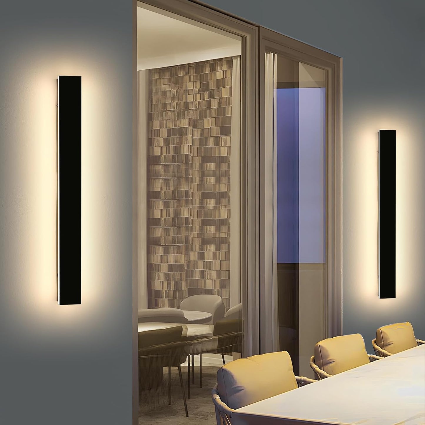 Linear Outdoor Wall Light, 2Pk of 47.2' Long, 3000K Warm White Modern Wall Mounted Sconce, Waterproof IP65