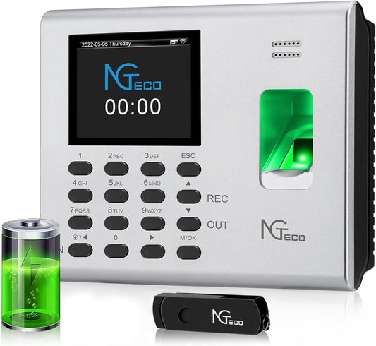 Time Clock for Small Business, 2.4GHz WiFi Fingerprint Employee Time Card Machine with iOS/Android App