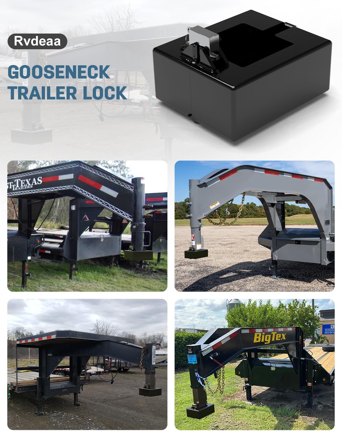 Gooseneck Trailer Lock, Fits Round and Square Trailer Tubes, Fits Most 7 Inch Baseboard