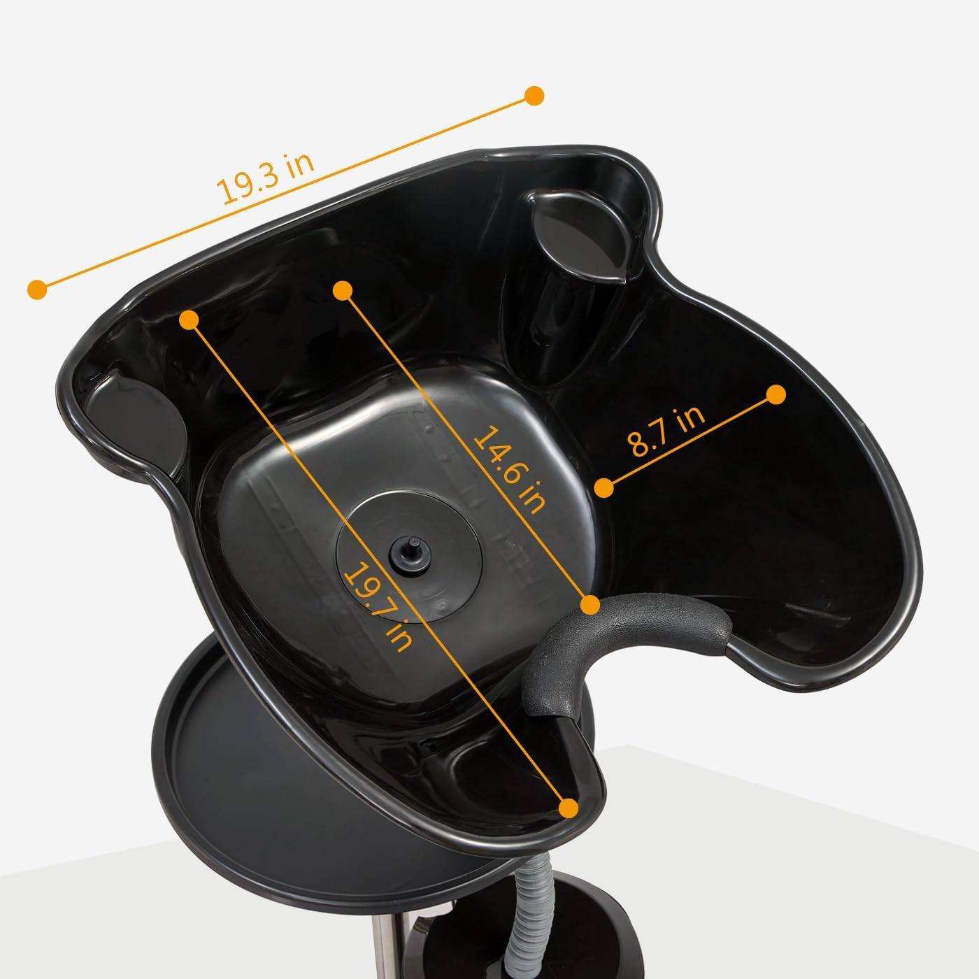 Portable Shampoo Bowl with Electric Pump, Adjustable Basin Height, Dual-Bucket Design with Drain Hoses