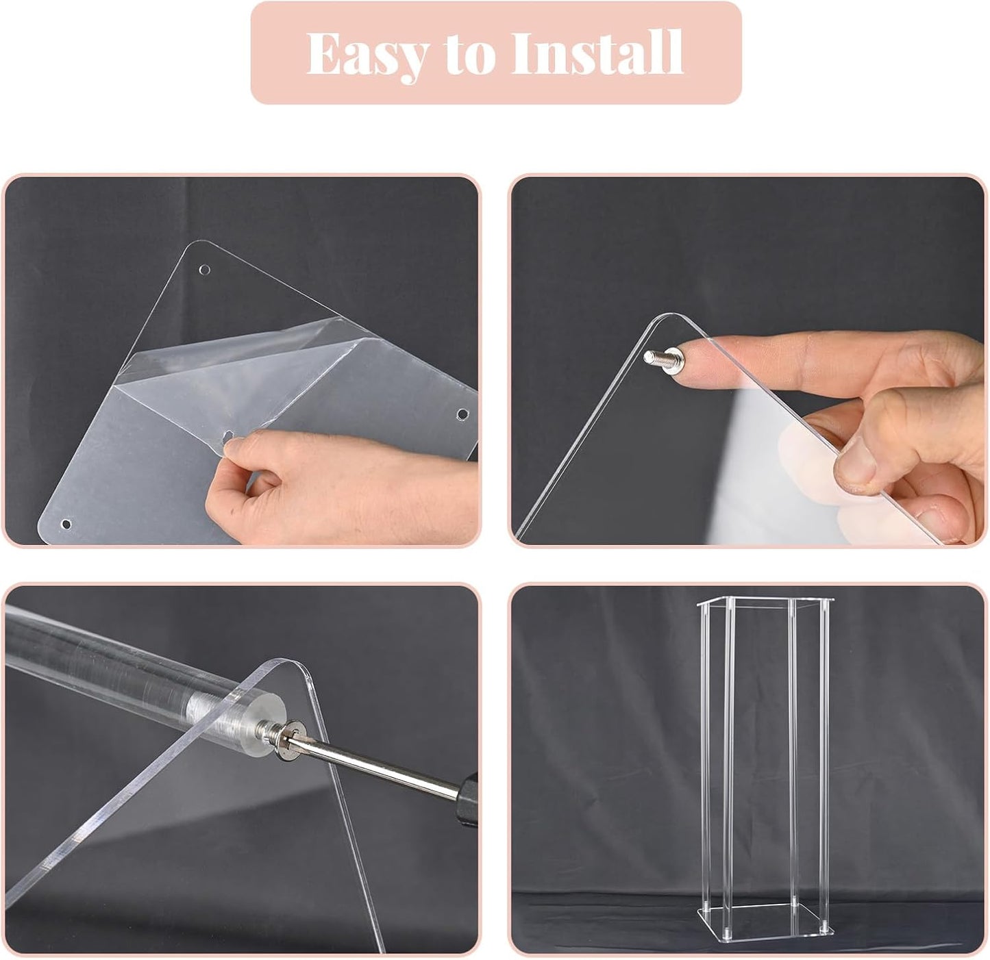 10pcs Acrylic Flower Stand Column 24 Inch Tall Vases for Centerpieces, Clear Elegant Floral Display Holder