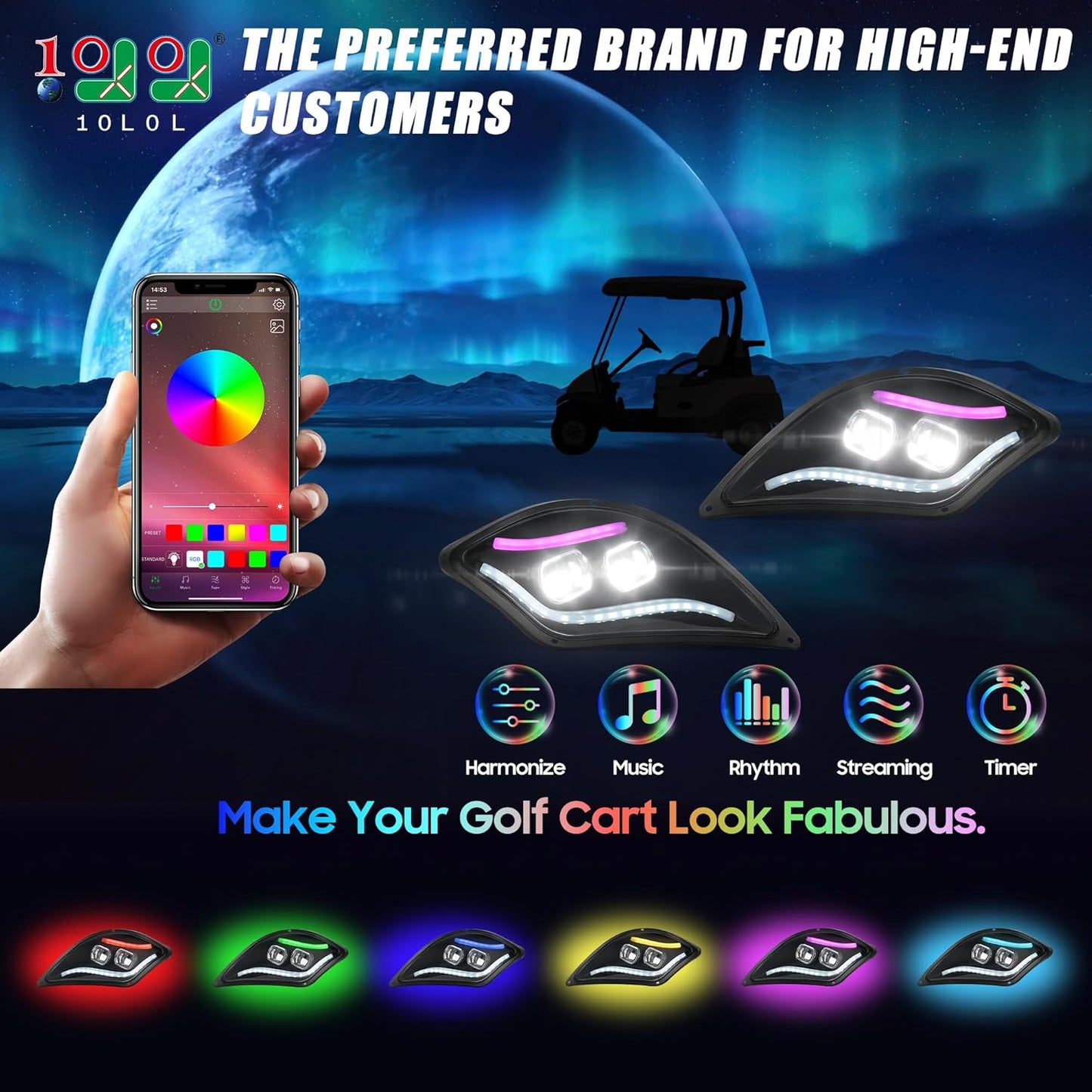 Golf Cart Light Kits for Yamaha Drive, 2 Models (12V to 72V Compatibility), Comprehensive Street-Legal Package