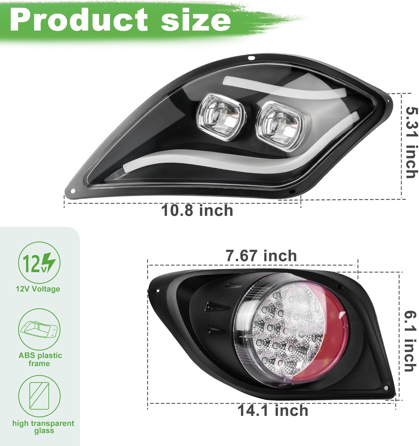 Golf Cart Light Kits for Yamaha Drive, 2 Models (12V to 72V Compatibility), Comprehensive Street-Legal Package