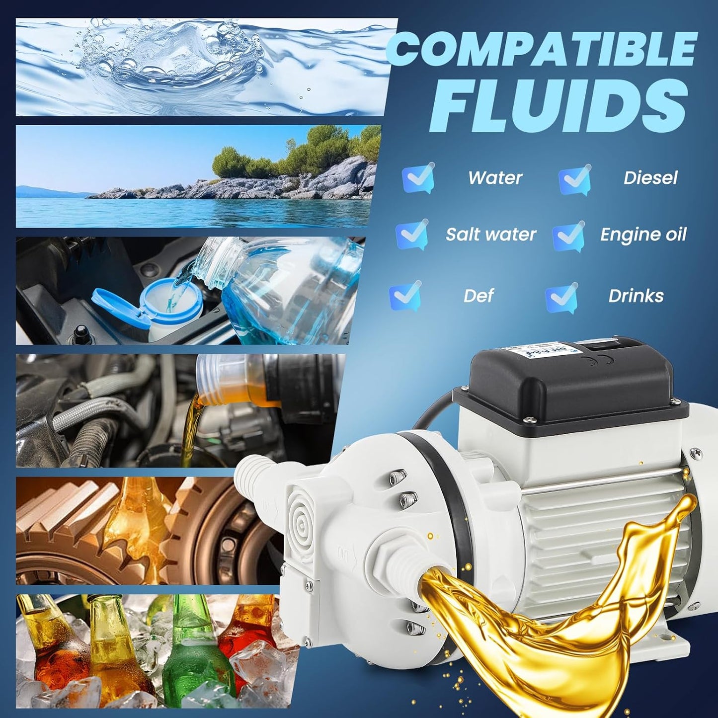 DEF Transfer Pump, 13.2GPM Diesel Exhaust Fluid Diaphragm Self Priming Electric Water Pump for DEF, Water