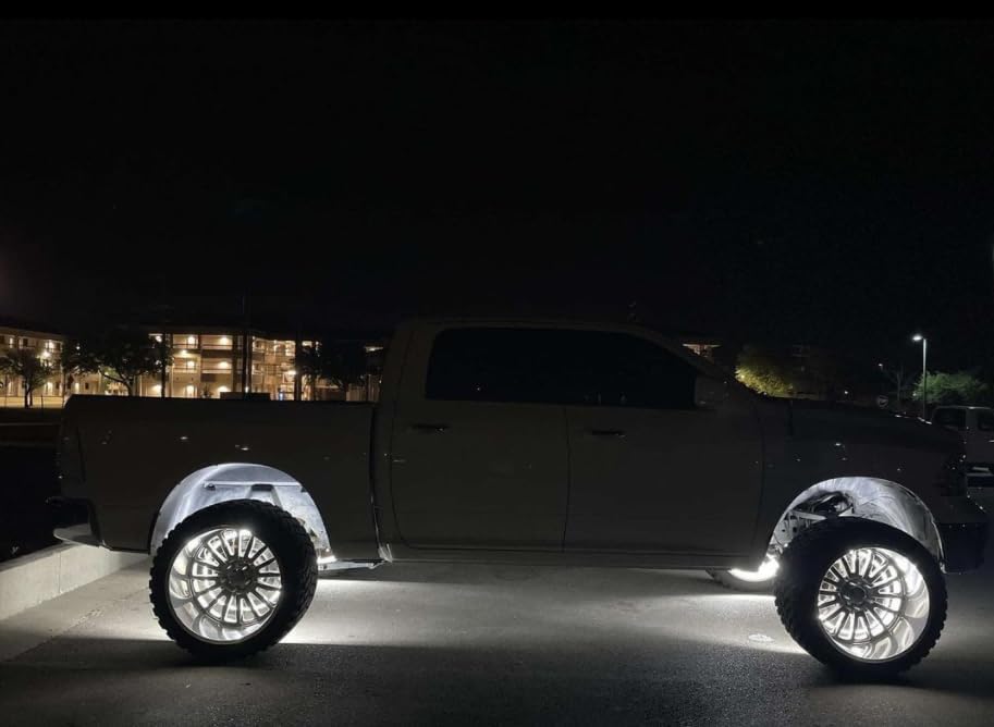 17.5' Double Row Pure Cold White Solid Color x4PCS Wheel Rim Lights, Dual LEDs, Bluetooth, Pulse, Flash