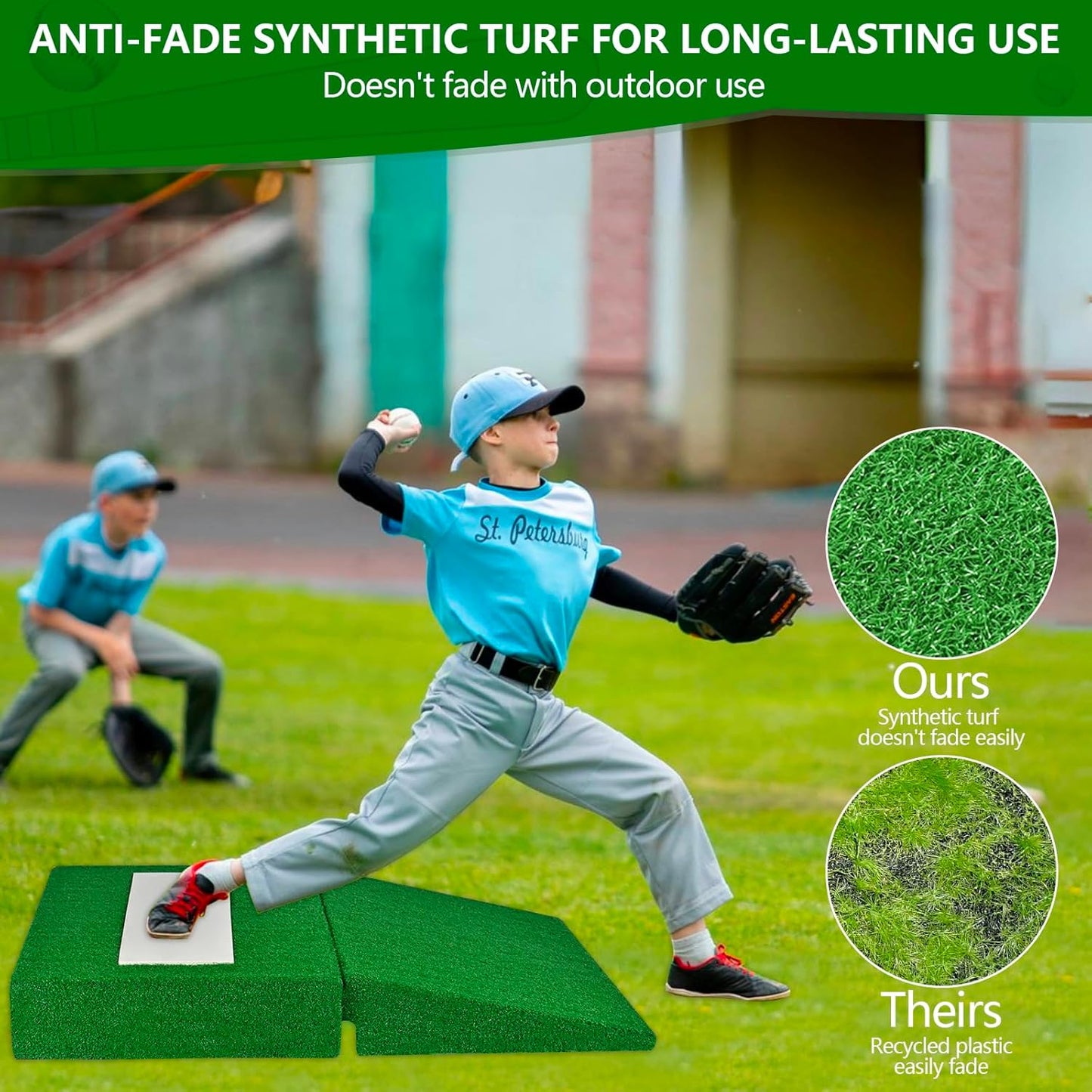 Pitching Mound, Foldable Pitchers Mound 34' x 30' x 4' with Pitching Rubber, Anti-Fade