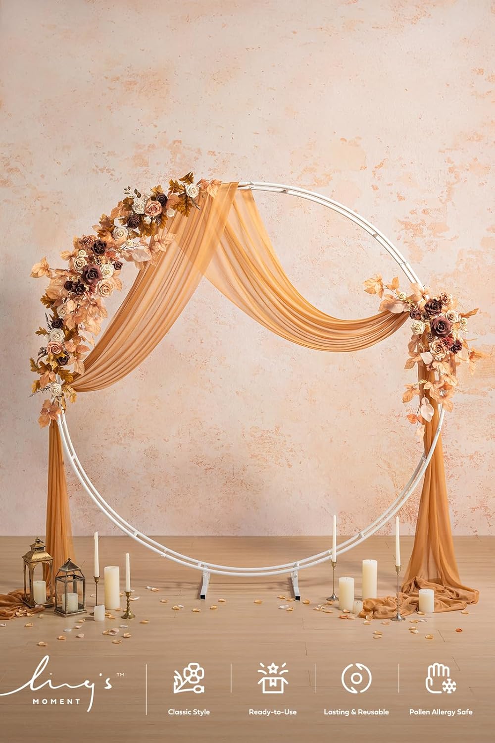 Ling's Moment Fall Wedding Arch Artificial Flowers Ceremony, 4 Swags of Rose Arbor Decorations, Rust/Sepia
