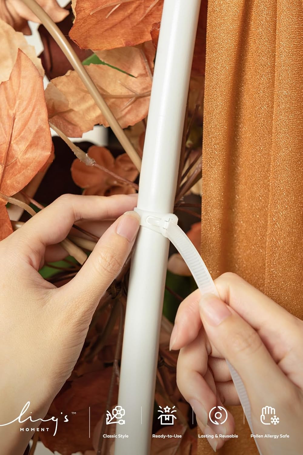 Ling's Moment Fall Wedding Arch Artificial Flowers Ceremony, 4 Swags of Rose Arbor Decorations, Rust/Sepia