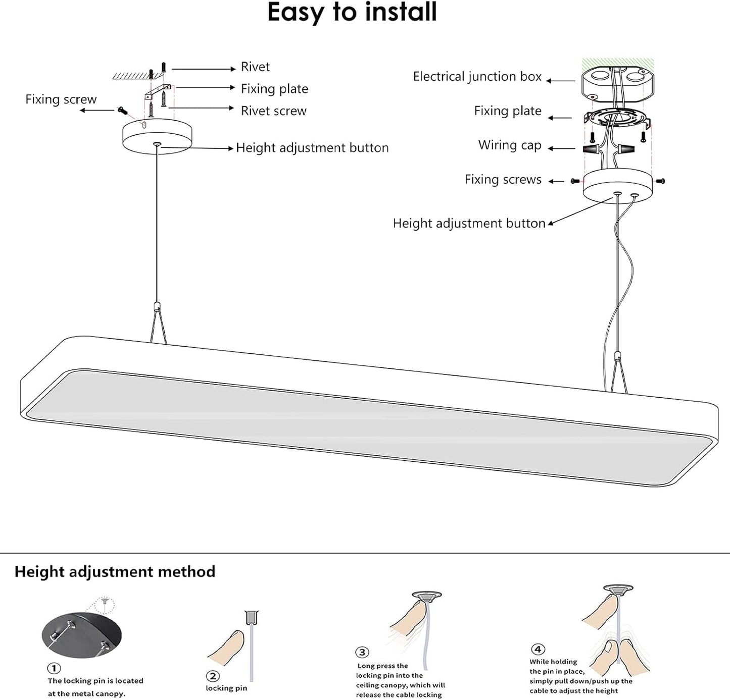 LED Billiard and Pool Table Light, Hanging Light Over Pool Table for 7'-8' Billiard Table, Remote, Dim