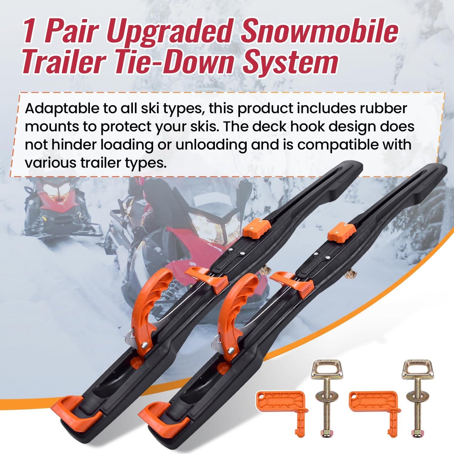 Farpida 2Pack 1000-SC-FRONT Snowmobile Trailer Tie Down System Fit for Superclamp II, Snowmobile Mounting Bracket for