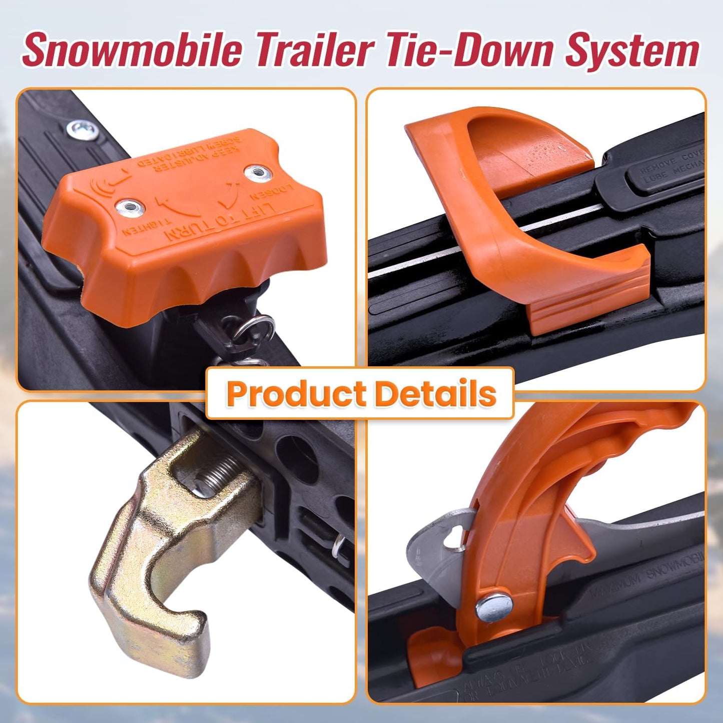 Farpida 2Pack 1000-SC-FRONT Snowmobile Trailer Tie Down System Fit for Superclamp II, Snowmobile Mounting Bracket for