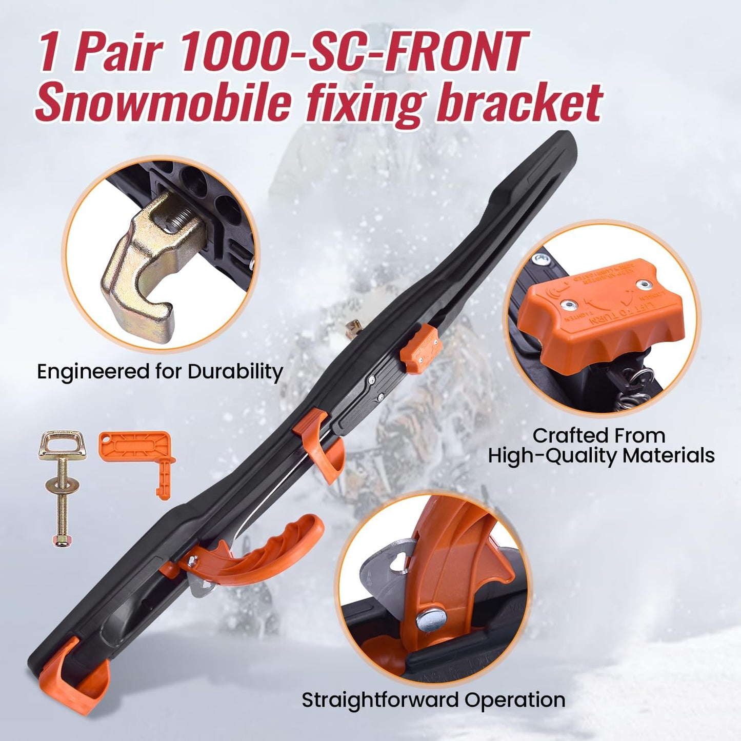 Farpida 2Pack 1000-SC-FRONT Snowmobile Trailer Tie Down System Fit for Superclamp II, Snowmobile Mounting Bracket for