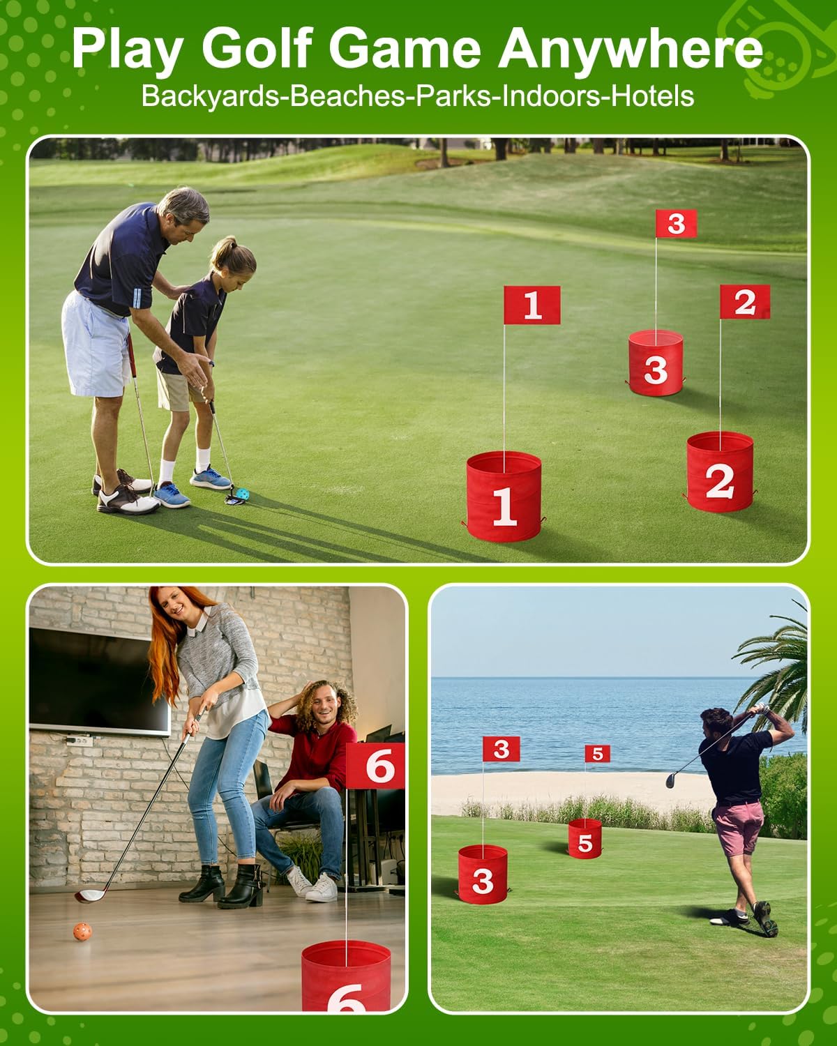 Huimpet Backyard Golf Game, 6 Holes Golf Yard Game Set, Golf Practice Game Course for Family Adults and Kids Play Indoor Ou