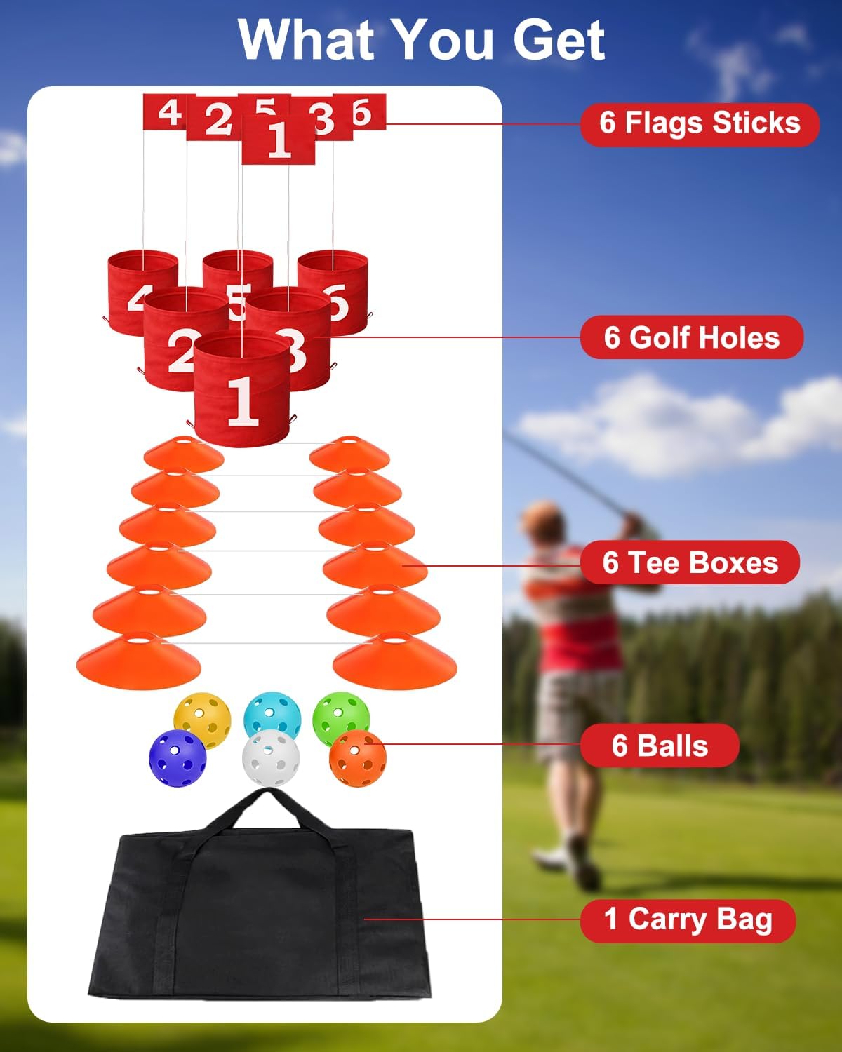 Huimpet Backyard Golf Game, 6 Holes Golf Yard Game Set, Golf Practice Game Course for Family Adults and Kids Play Indoor Ou