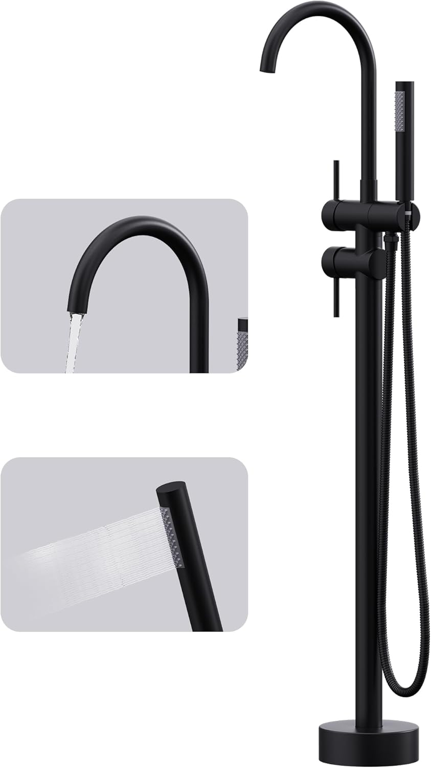 Free Standing Tub Filler Bathtub Faucet Stand Alone Matte Black