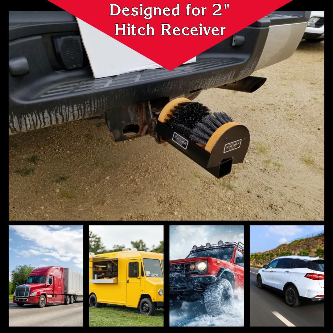 SCRUSHER Hitch Mounted Original Boot & Shoe Cleaner for 2" Receiver - Made in America Portable Outdoor Boot Scrub