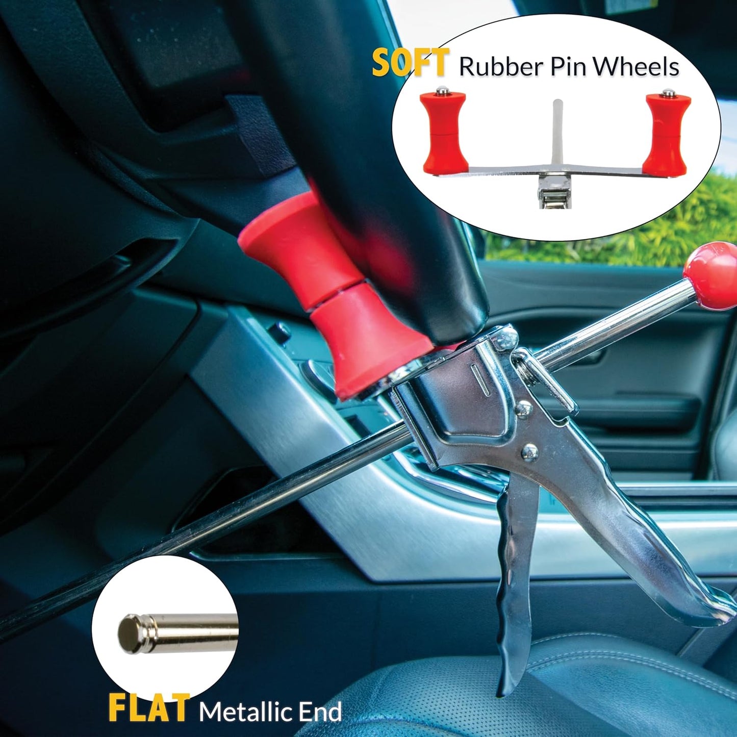 AUTOSOLO 16.5-Inch Steering Wheel Holder Alignment Tool and 28-Inch Brake Pedal Depressor Tool - Automotive Specialty Tools