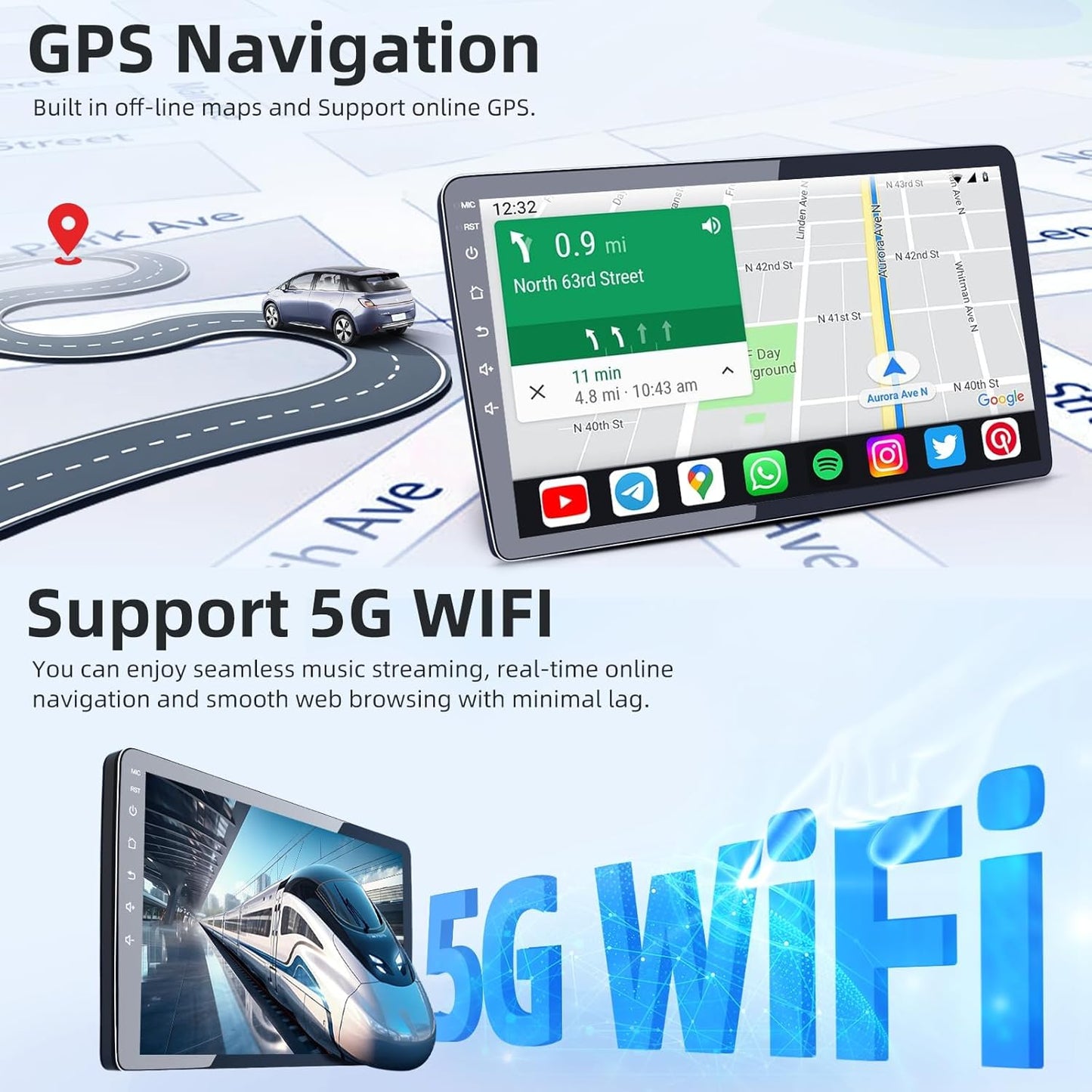 Car Radio for Jeep Patriot Compass 2010-2016: Wireless CarPlay/Android Auto 4 Core Upgrade 10 Inch IPS Touch Screen