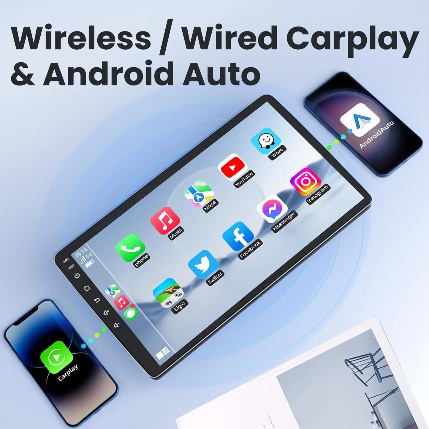 Car Radio for Jeep Patriot Compass 2010-2016: Wireless CarPlay/Android Auto 4 Core Upgrade 10 Inch IPS Touch Screen