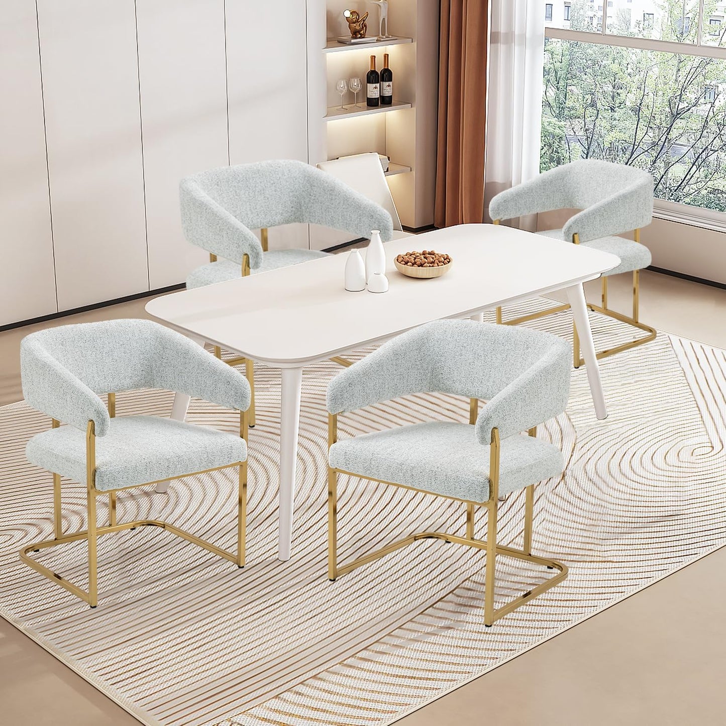 Modern Dinning Chairs Wide Upholstered Seat, Dinner Room Chair with Metal Non-Rusting Legs, Accent Chair
