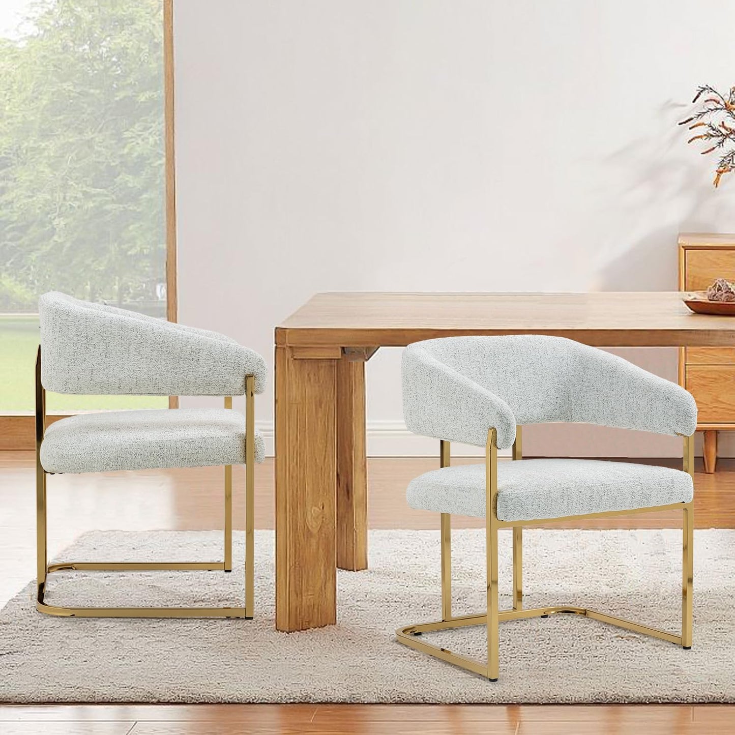 Modern Dinning Chairs Wide Upholstered Seat, Dinner Room Chair with Metal Non-Rusting Legs, Accent Chair