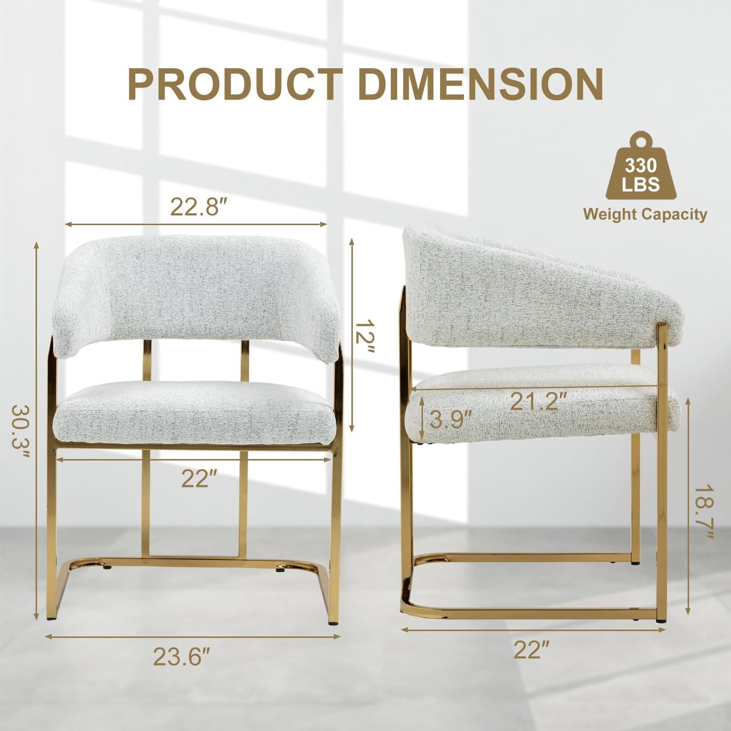Modern Dinning Chairs Wide Upholstered Seat, Dinner Room Chair with Metal Non-Rusting Legs, Accent Chair