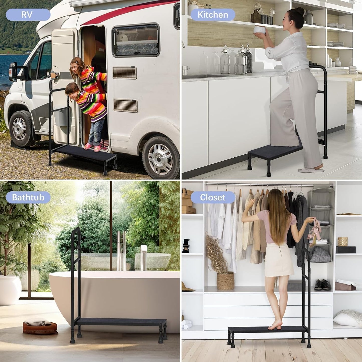 30.5' Long Bedside Step Stool with Handle for Elderly Seniors Adults, Bed Step with Adjustable Height