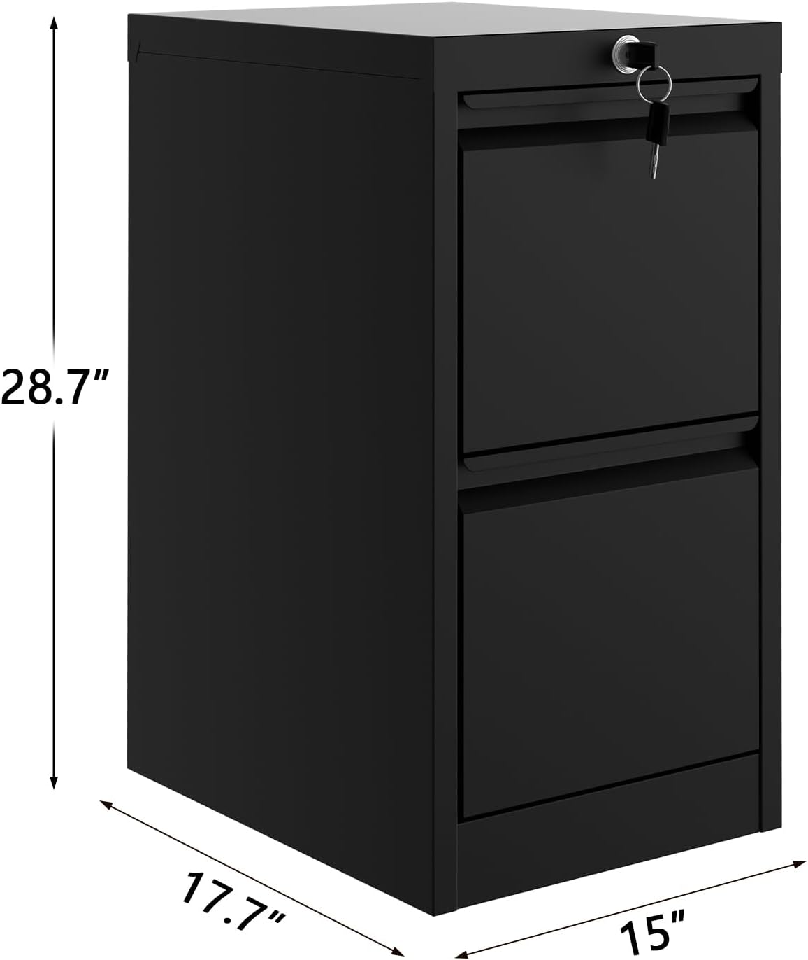 2-Drawer File Cabinet with Lock, Vertical Metal Filing Cabinet for Letter/Legal Size Documents, Heavy Duty File