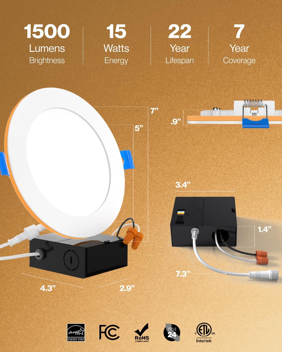 Sunco 8 Pack 6 Inch Ultra Thin LED Recessed Ceiling Lights Slim, Night Light, Dim