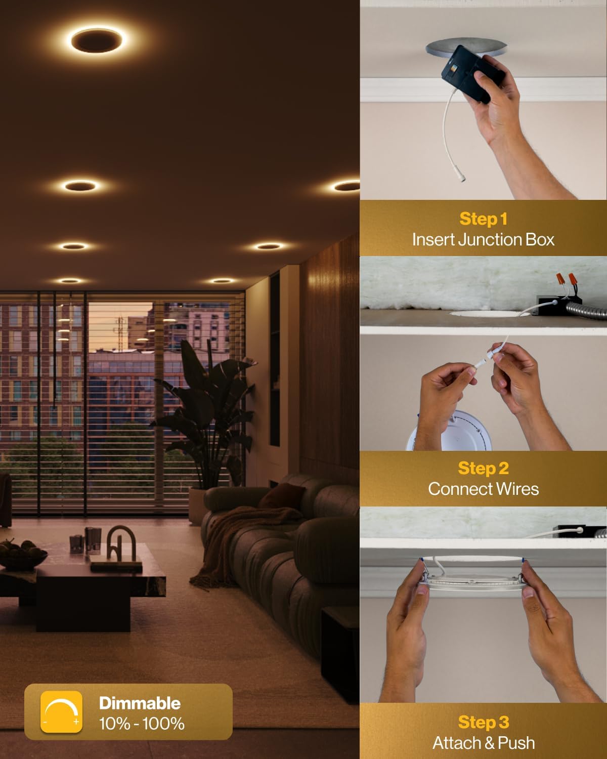 Sunco 8 Pack 6 Inch Ultra Thin LED Recessed Ceiling Lights Slim, Night Light, 4K, Dim