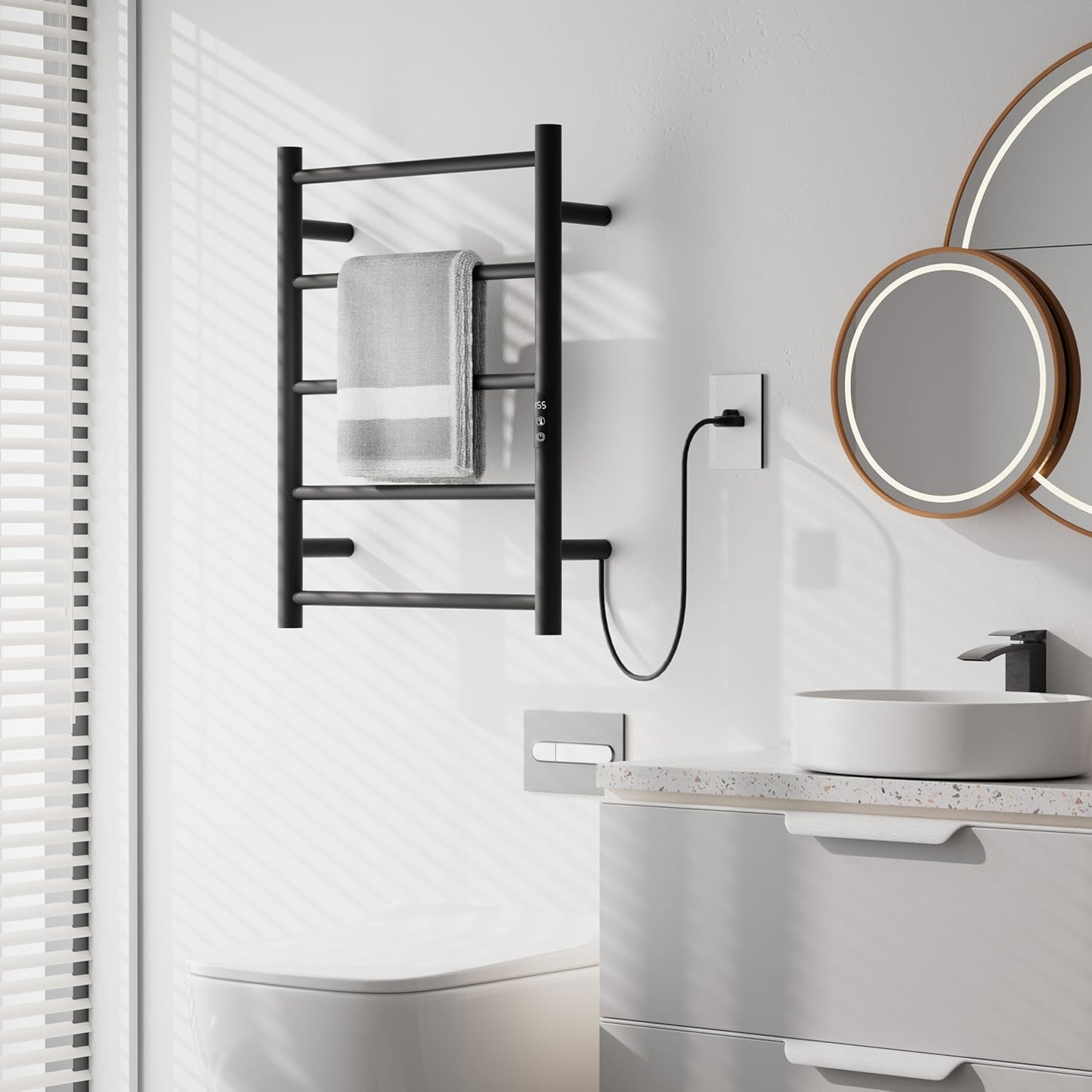 Heated Towel Racks, Towel Warmer Rack for Bathroom, Wall Mounted with Built-in 24hr Timer