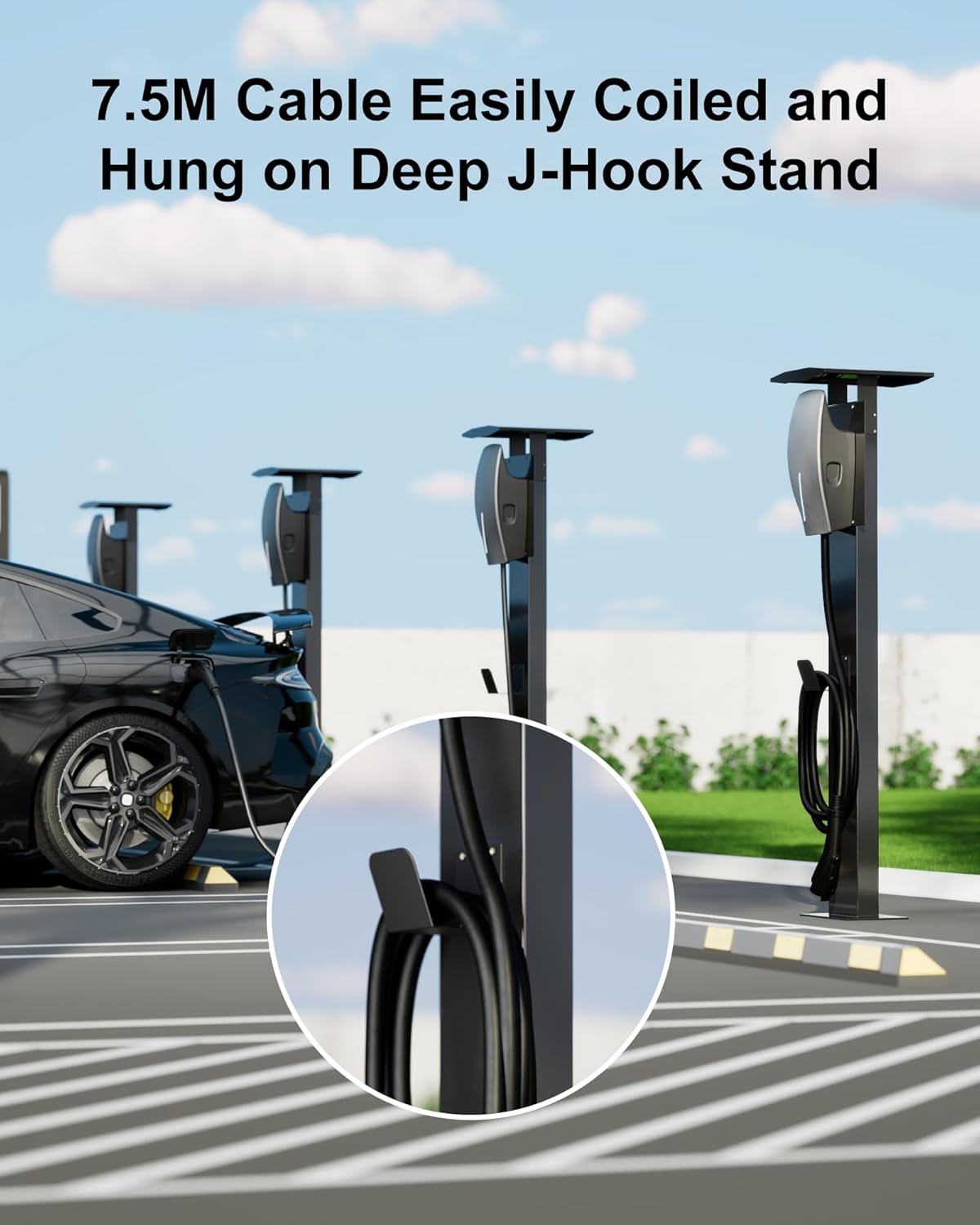 Outdoor Freestanding EV Charger Pedestal Stand, Corrosion Resistant, 201 Steel, for All Level 2 Chargers