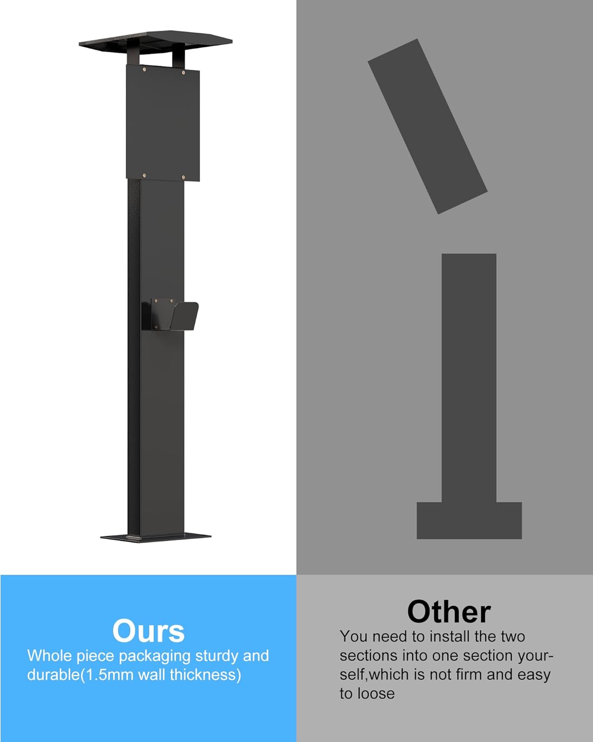 Outdoor Freestanding EV Charger Pedestal Stand, Corrosion Resistant, 201 Steel, for All Level 2 Chargers