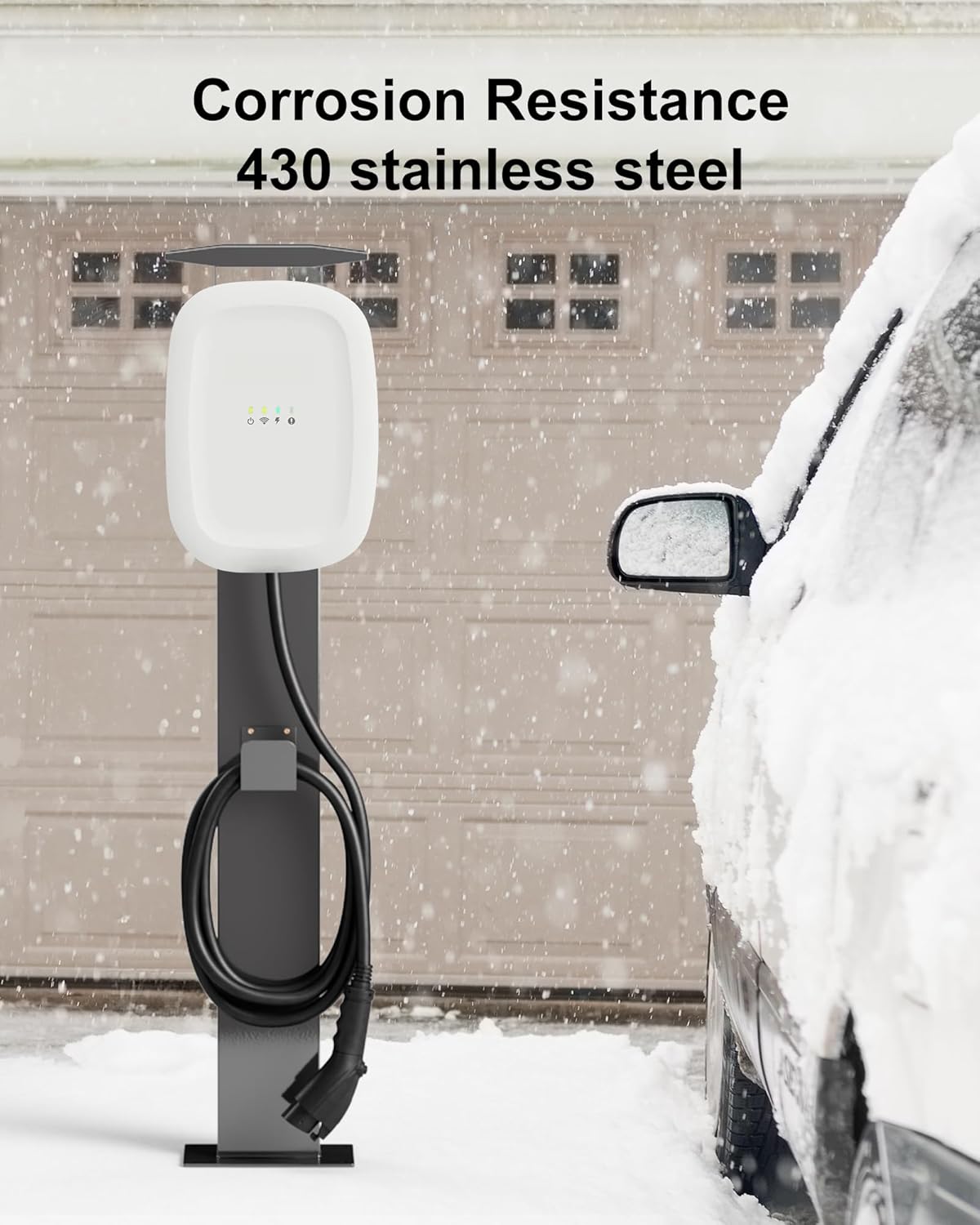 Outdoor Freestanding EV Charger Pedestal Stand, Corrosion Resistant, 201 Steel, for All Level 2 Chargers