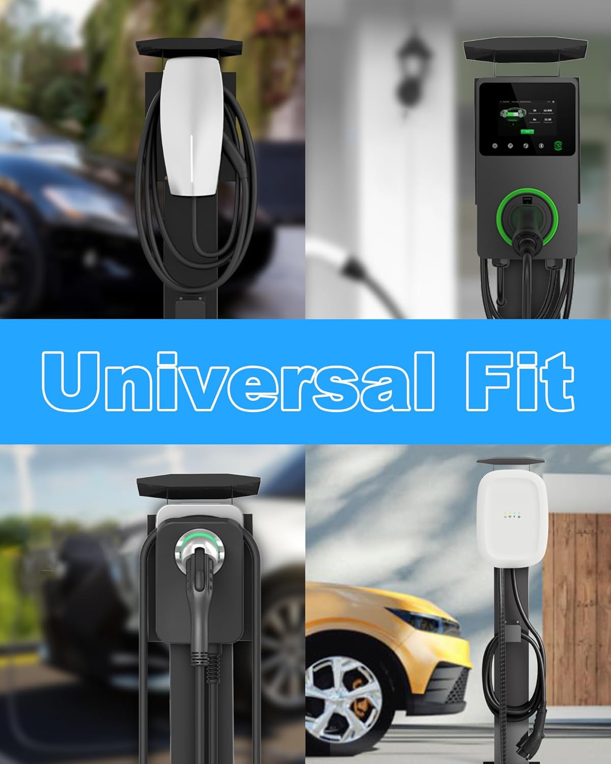Outdoor Freestanding EV Charger Pedestal Stand, Corrosion Resistant, 201 Steel, for All Level 2 Chargers