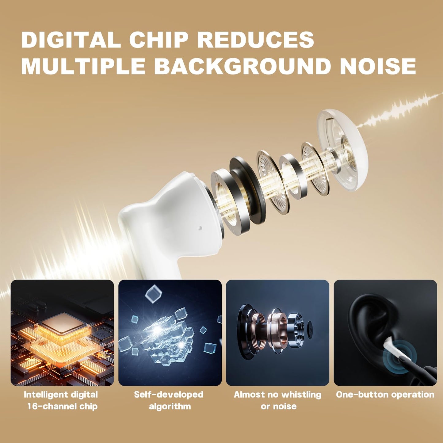Hearing Aids for Seniors, Advanced Smart Chips, Rechargeable, AI Noise Cancelling