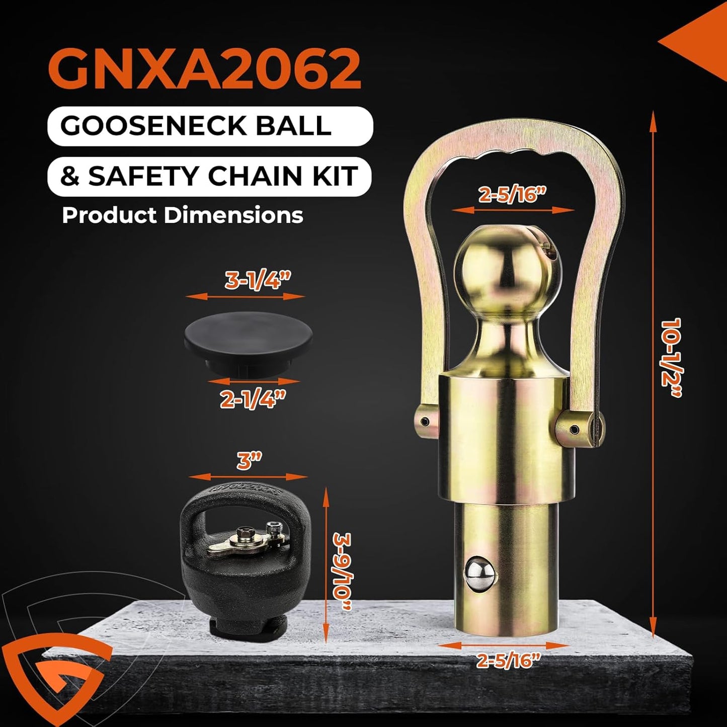 Puck System Gooseneck Hitch Ball Kit Compatible with Dodge RAM 2500/3500 Trucks, 30,000lbs